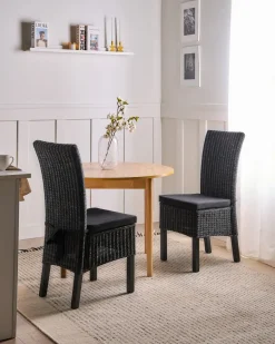 Set di 2 sedie da pranzo ANDES Rattan Nero