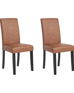 Set di 2 sedie da pranzo BROADWAY Pelle sintetica Marrone dorato