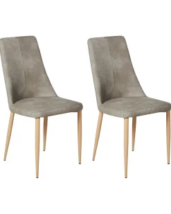 Set di 2 sedie da pranzo CLAYTON Pelle sintetica Grigio chiaro