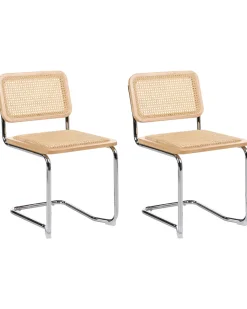 Set di 2 sedie da pranzo CORDOVA Rattan Marrone chiaro