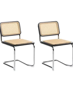 Set di 2 sedie da pranzo CORDOVA Rattan Nero