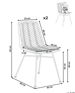 Set di 2 sedie da pranzo DILLEY Rattan Naturale
