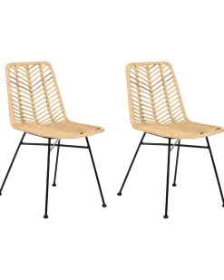 Set di 2 sedie da pranzo DILLEY Rattan Naturale