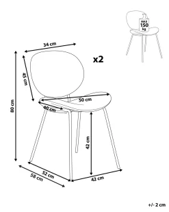 Set di 2 sedie da pranzo LUANA Pelle sintetica Beige sabbia