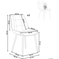 Set di 2 sedie da pranzo MELROSE Pelle sintetica Marrone