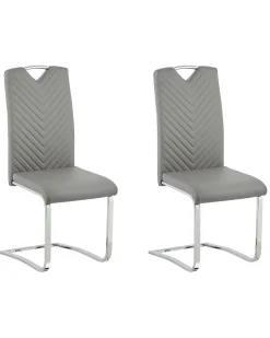 Set di 2 sedie da pranzo PICKNES Pelle sintetica Grigio chiaro