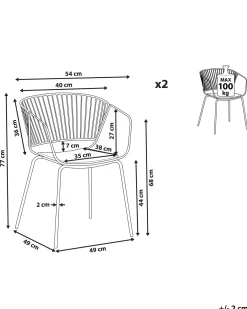 Set di 2 sedie da pranzo RIGBY Metallo Beige