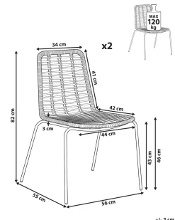 Set di 2 sedie da pranzo TAOS Rattan Nero