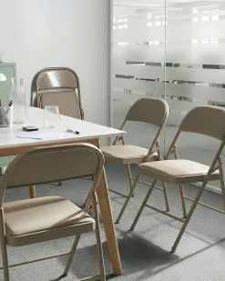 Set di 4 sedie pieghevoli SHASTA Metallo Beige