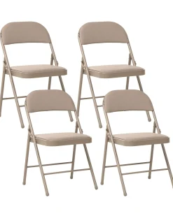 Set di 4 sedie pieghevoli SHASTA Metallo Beige