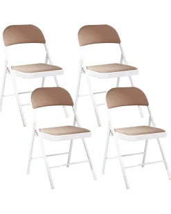 Set di 4 sedie pieghevoli SPARKS Metallo Beige/Bianco