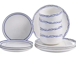 Set di 12 stoviglie AMCHUR Porcellana Bianco/Blu