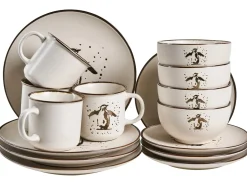 Set di 16 stoviglie CINNAMON Gres porcellanato Bianco sporco