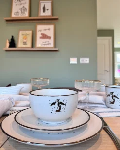 Set di 16 stoviglie CINNAMON Gres porcellanato Bianco sporco