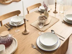 Set di 12 stoviglie CUMIN Porcellana Bianco sporco/Blu