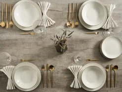 Set di 12 stoviglie CUMIN Porcellana Bianco sporco / Oro