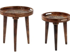 Set di 2 tavolini ASTAI Legno di mango Marrone scuro