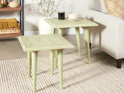 Set di 2 tavolini BELIDHA Legno di mango Verde chiaro