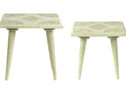 Set di 2 tavolini BELIDHA Legno di mango Verde chiaro