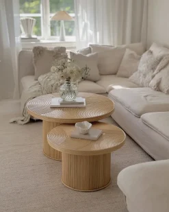 Set di 2 tavolini da caffè ILIOS Rattan Naturale