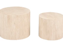 Set di 2 tavolini da caffè MANTI Effetto travertino