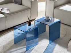 Set di 2 tavolini KENDALL Vetro temperato Blu