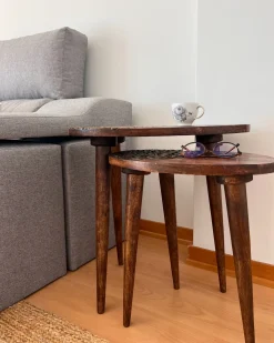 Set di 2 tavolini KHETUA Legno di mango Marrone