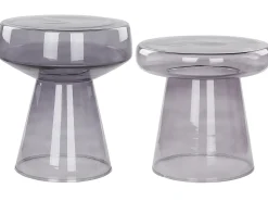 Set di 2 tavolini LAGUNA/CALDERA Vetro Grigio