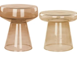 Set di 2 tavolini LAGUNA/CALDERA Vetro Marrone dorato