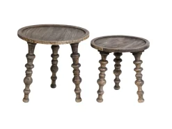 Set di 2 tavolini MARNOO Legno di mango Marrone scuro