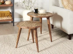 Set di 2 tavolini RANJA Legno di mango Marrone