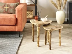 Set di 2 tavolini SAORA Legno di mango Marrone chiaro