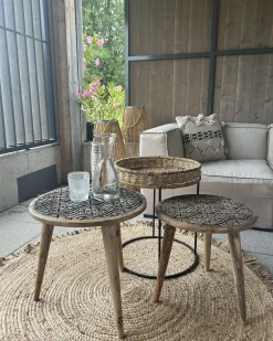 Set di 2 tavolini SHARMA Legno di mango Marrone/Nero