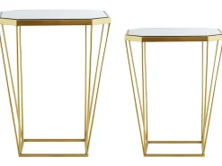 Set di 2 tavolini SIERRA Vetro Oro