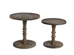 Set di 2 tavolini THALIA Legno di mango Marrone scuro