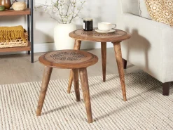 Set di 2 tavolini TURUA Legno di mango Marrone