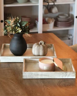 Set di 2 vassoi da portata QUENA Legno di mango Marrone chiaro
