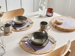 Set di tovagliette e sottobicchieri ROSELLA Iuta Cotone Grigio