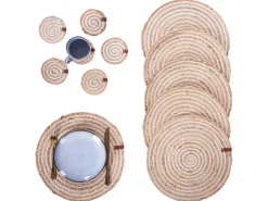 Set di tovagliette e sottobicchieri QUININE Iuta Naturale