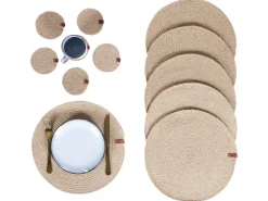 Set di tovagliette e sottobicchieri BUSHMINT Iuta Naturale