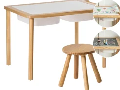 Set tavolo e sedie per bambini KEMPSEY Marrone chiaro Montessori con contenitore