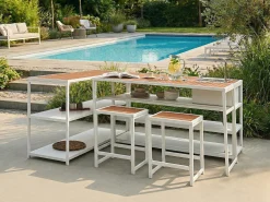 Set bar da giardino 2 posti AVETRANA Metallo Marrone/Bianco