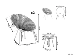 Set bistrot ACAPULCO II Rattan sintetico (PE) Bianco