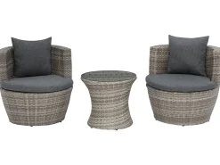 Set bistrot con cuscini CAPRI Rattan sintetico (PE) Grigio
