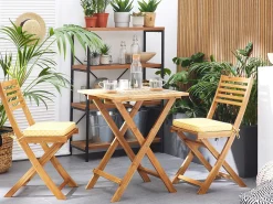 Set bistrot con cuscini FIJI Legno d'acacia Giallo