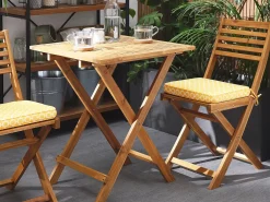 Set bistrot con cuscini FIJI Legno d'acacia Giallo