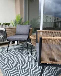Set bistrot con cuscini GARGANO Rattan sintetico (PE) Marrone chiaro