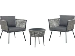 Set bistrot con cuscini GARGANO Rattan sintetico (PE) Grigio