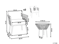 Set bistrot con cuscini GARGANO Rattan sintetico (PE) Grigio