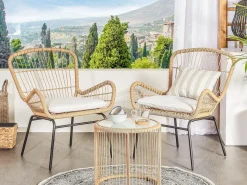 Set bistrot con cuscini LABICO Rattan sintetico (PE) Marrone chiaro